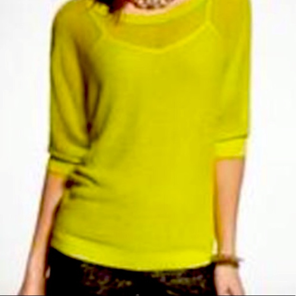 Express Yellow Mesh Dolman Sleeve Sweater Sz XS